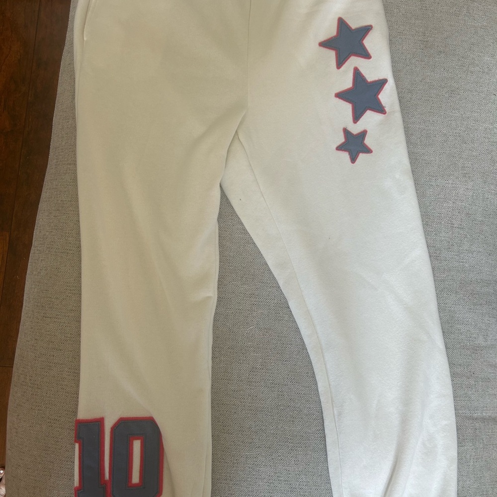 Madden Girl White Star Print Fleece Joggers